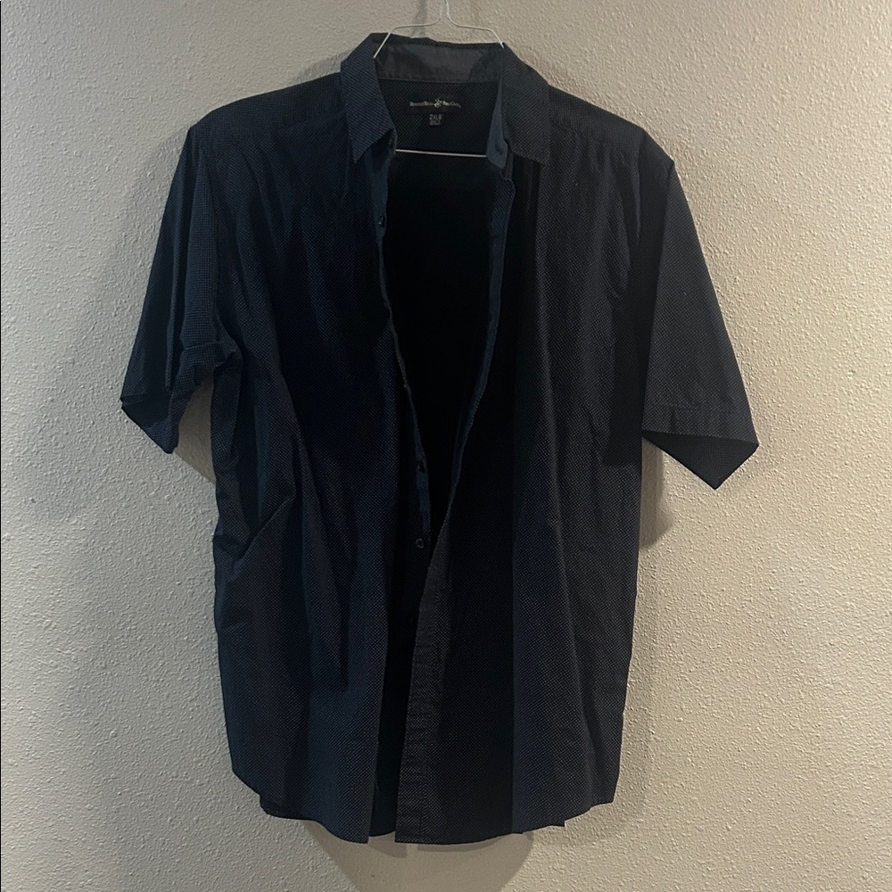 Beverly Hills Polo Club Men's Dark Blue w/ White Dots Dress Shirt Buttoned XXL